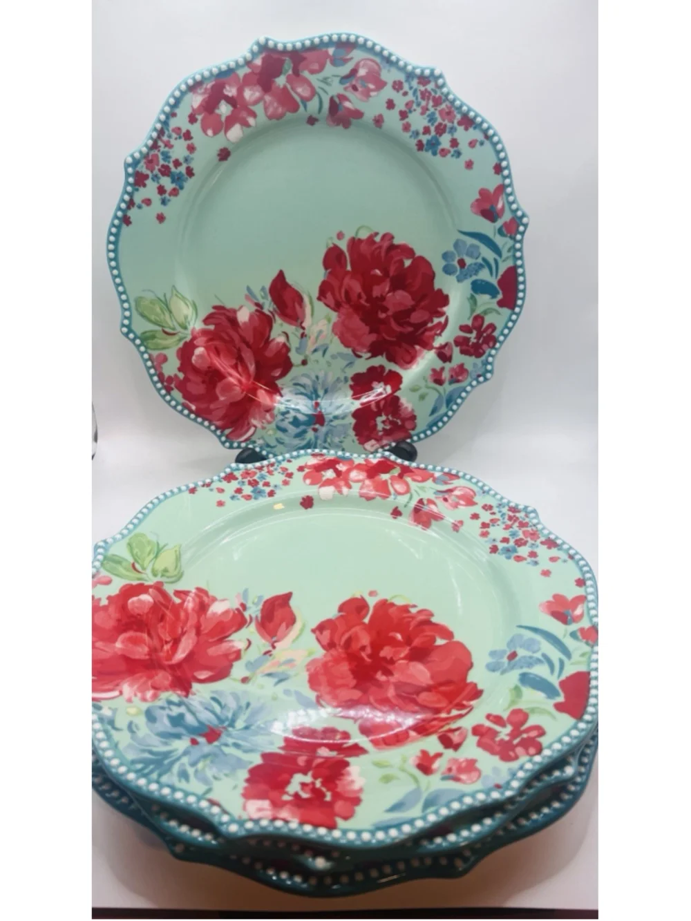 Set of (4) Pioneer Woman Gorgeous Garden Stoneware Dinner Plates 10 3/4”